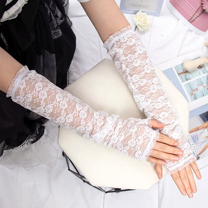 Funki Findz | Gloves | Women's Long Lace Fingerless Gloves