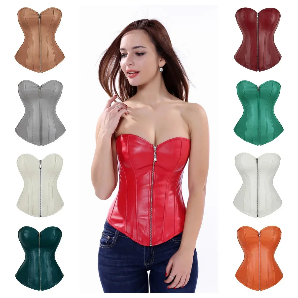 Funki Findz | Lingerie | Women's Faux Leather Zip Up Corset