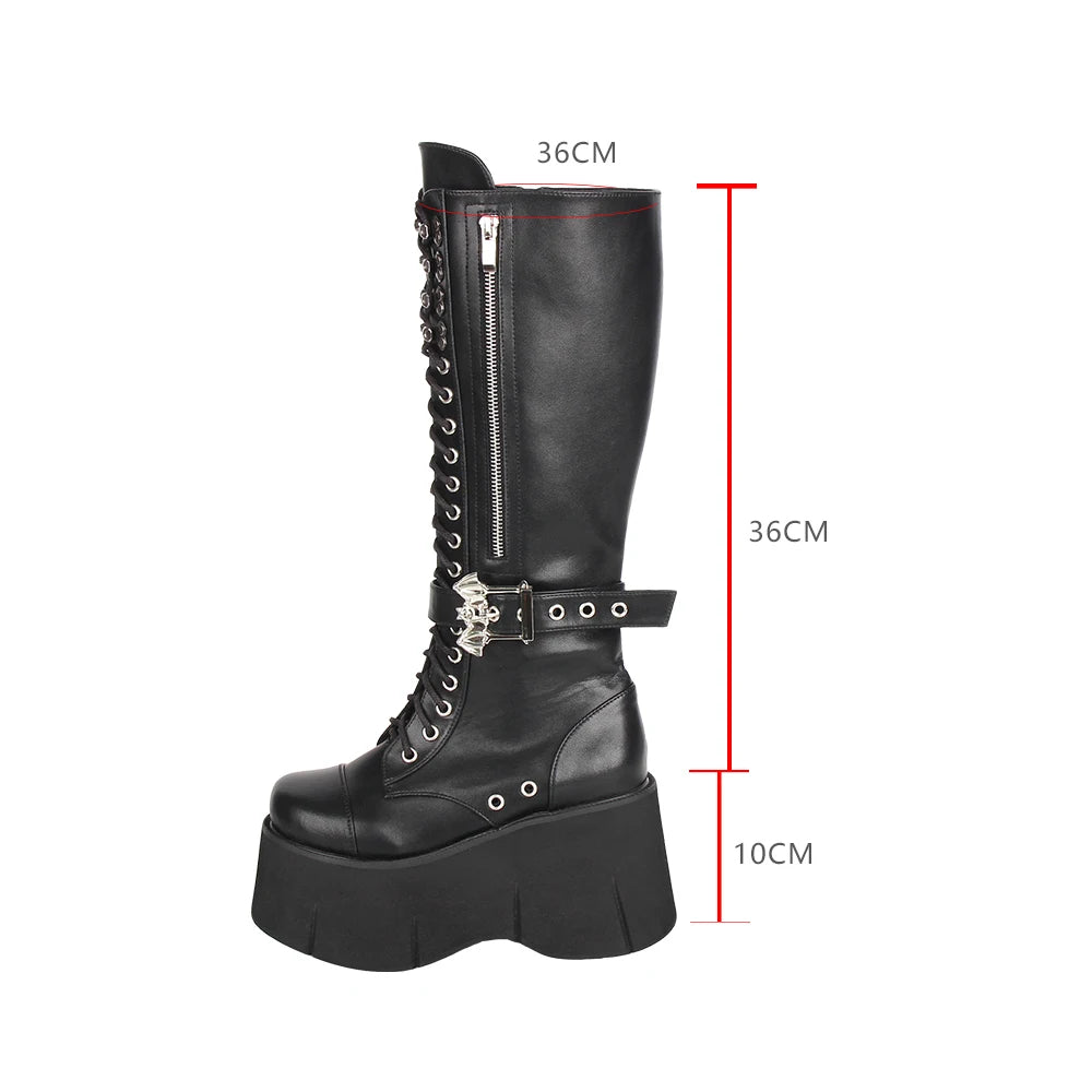 Funki Findz | Boots | Women's Goth Zip Buckle Motorcycle Boot