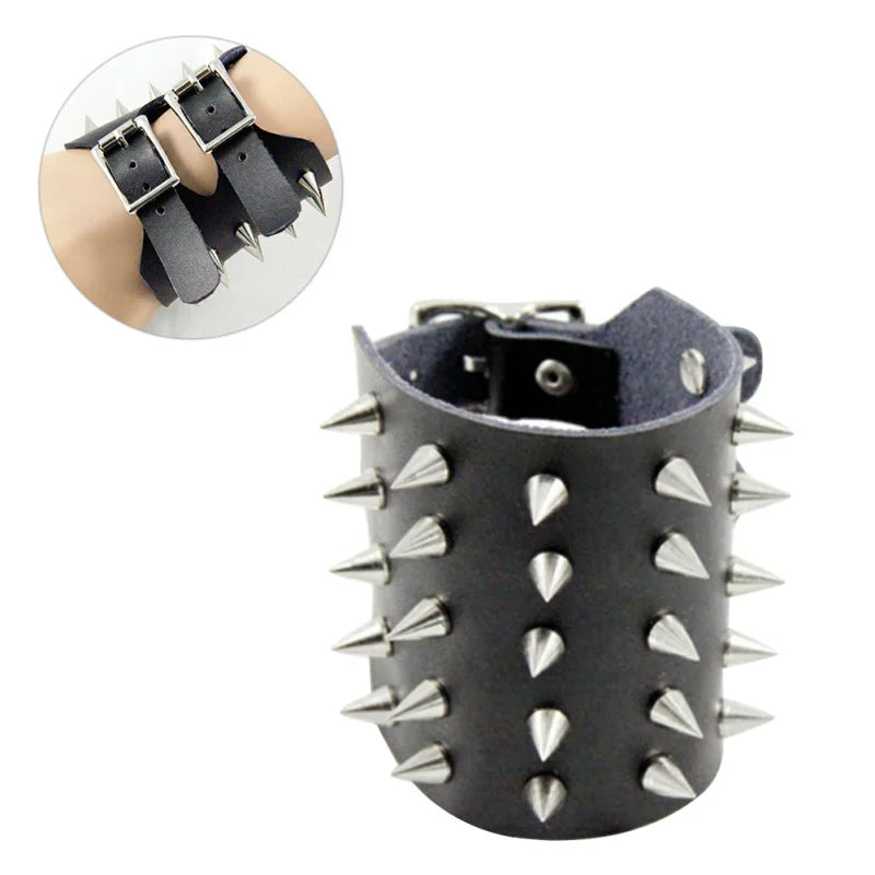 Funki Findz | Bracelets | Unisex Leather Spike Wristband