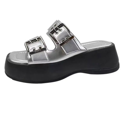 Funki Findz | Shoes | Women's Gothic Punk Low Wedge Slides