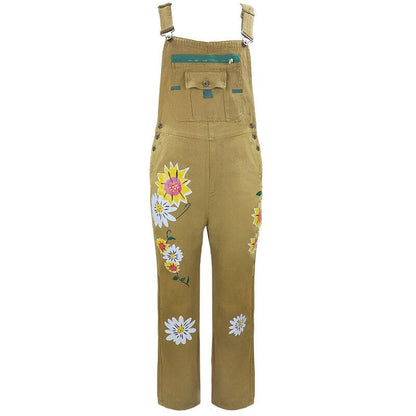 Funki Findz | Pants | Women's Denim Overalls Sunflower Print