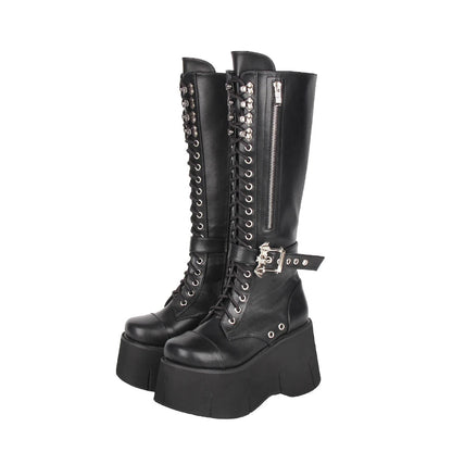 Funki Findz | Boots | Women's Goth Zip Buckle Motorcycle Boot