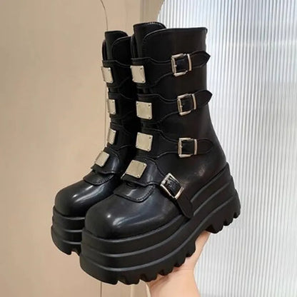 Funki Findz | Boots | Women's Gothic Metal Plate Platform Boots