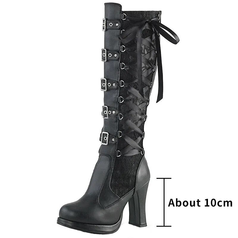 Funki Findz | Boots | Women's Ribbon Lace Up Platform Boots