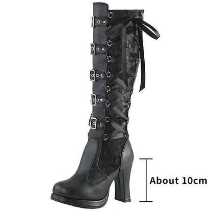 Funki Findz | Boots | Women's Ribbon Lace Up Platform Boots