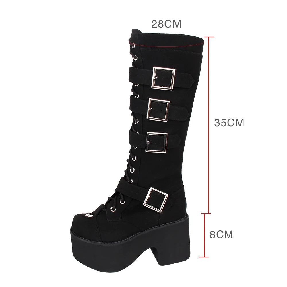 Funki Findz | Boots | Women's Harajuku Flock Buckle Boots
