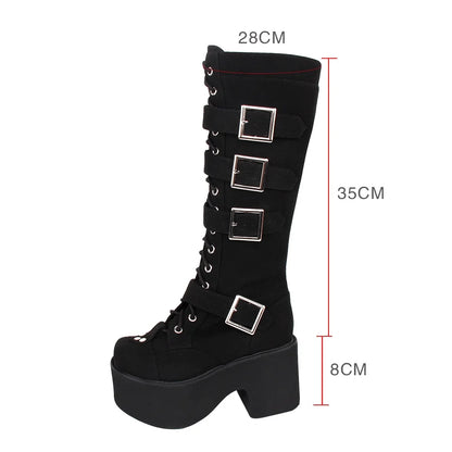 Funki Findz | Boots | Women's Harajuku Flock Buckle Boots