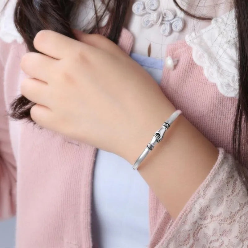 Funki Findz | Bracelets | Men's Women's Silver Hand Hug Bangle