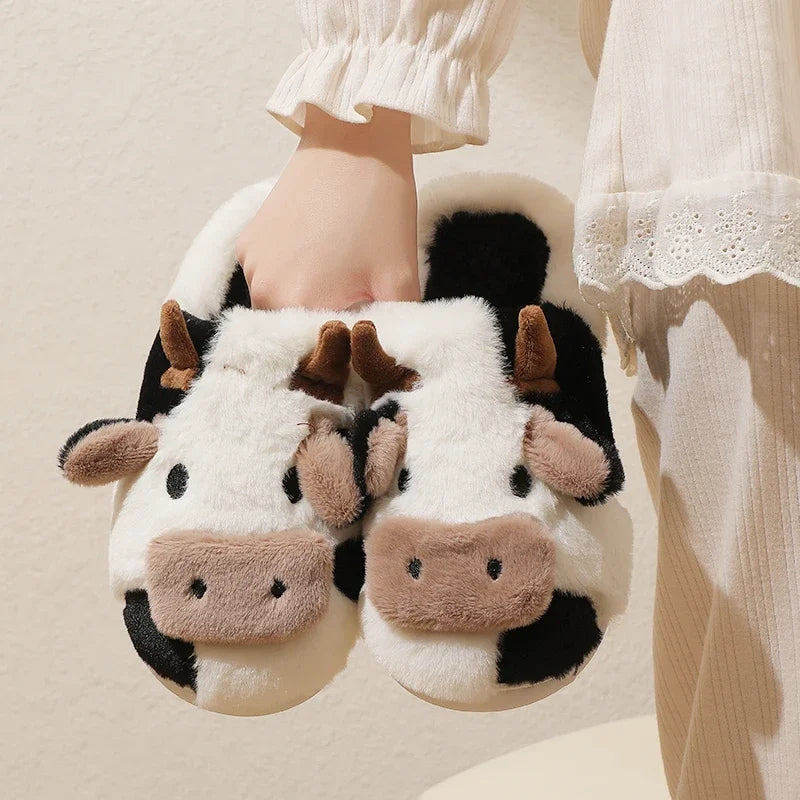Funki Findz | Shoes | Women's Cute Plush Warm Cow Slippers