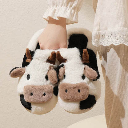 Funki Findz | Shoes | Women's Cute Plush Warm Cow Slippers