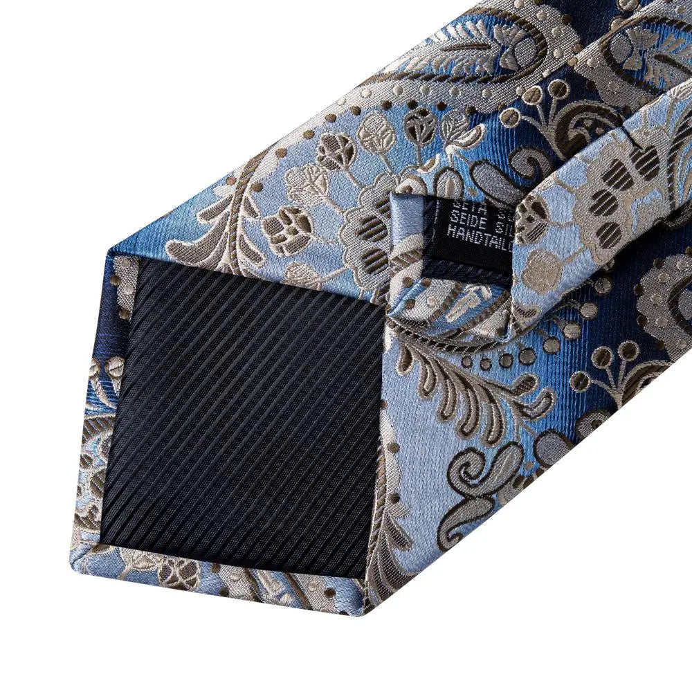Funki Findz | Neckties | Men's Formal 3pcs Blue Paisley Tie Set
