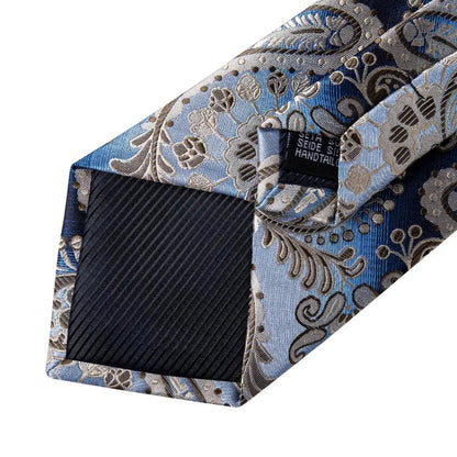Funki Findz | Neckties | Men's Formal 3pcs Blue Paisley Tie Set