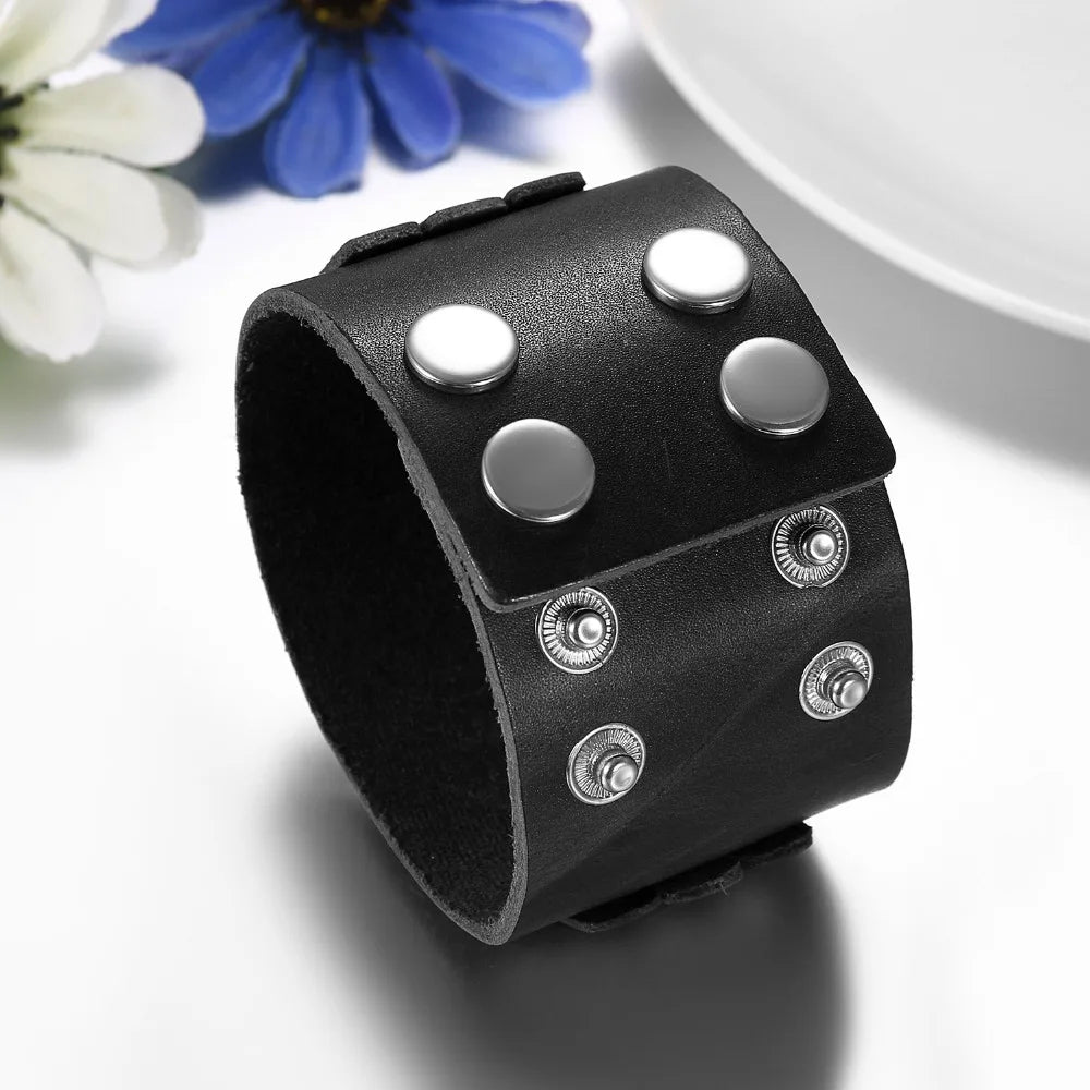 Funki Findz | Bracelets | Unisex Leather Studded Wristband