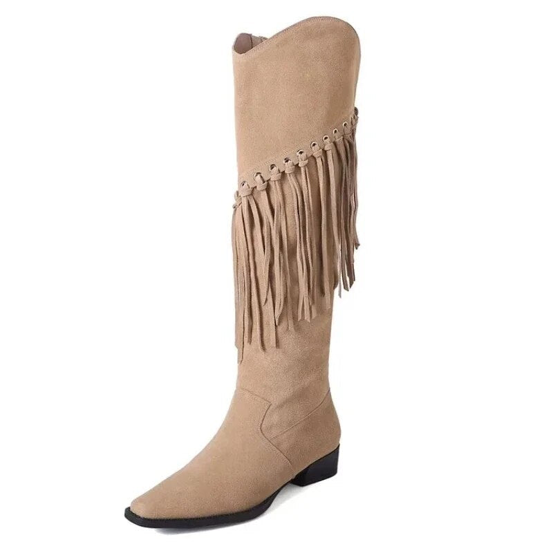 Funki Findz | Boots | Women's Suede Leather Fringe Boots