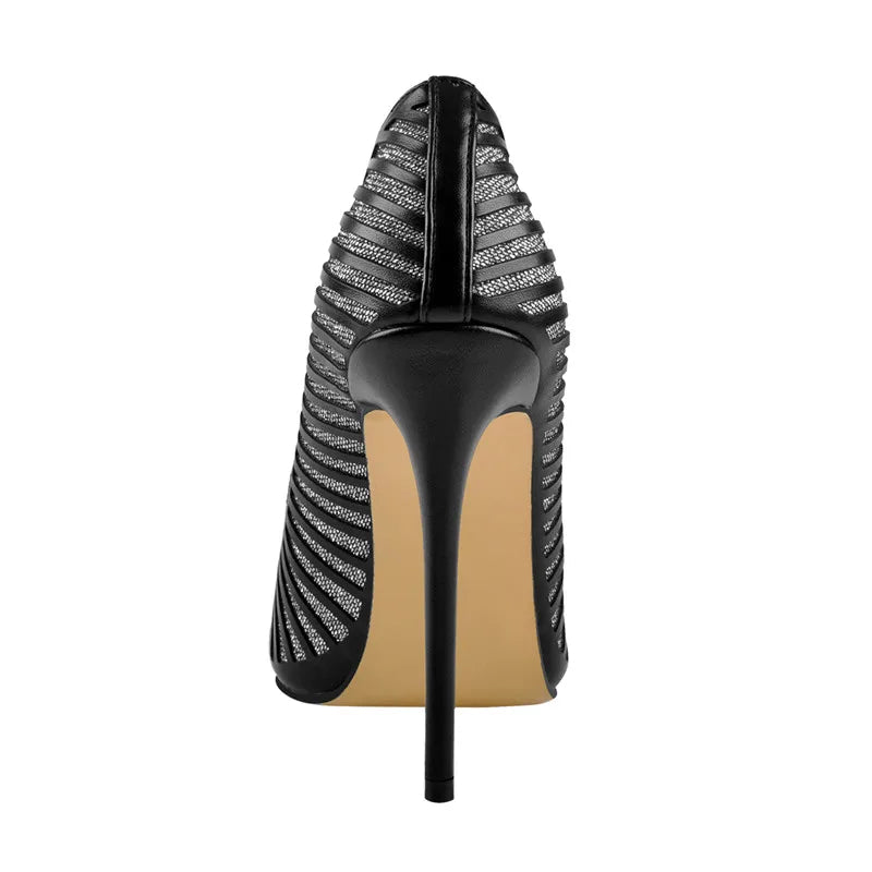 Funki Findz | Shoes | Women's Classic Black Striped Stiletto Pumps