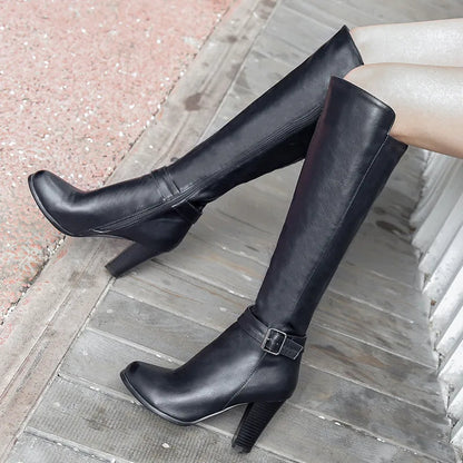 Funki Findz | Boots | Women's High Block Heeled Pull On Boots