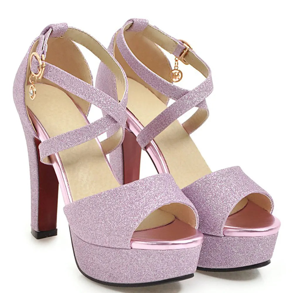 Funki Findz Shoes | Women's Sequin High Platform Sandals