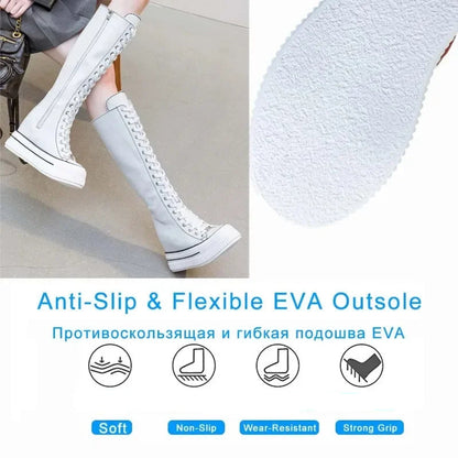 Funki Findz | Boots | Women's Lace Up Knee High Canvas Boots