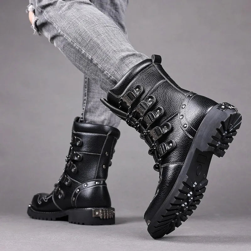 Funki Findz | Boots | Men's Gothic Punk Buckle Strap Biker Boots