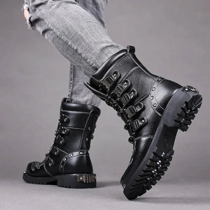 Funki Findz | Boots | Men's Gothic Punk Buckle Strap Biker Boots