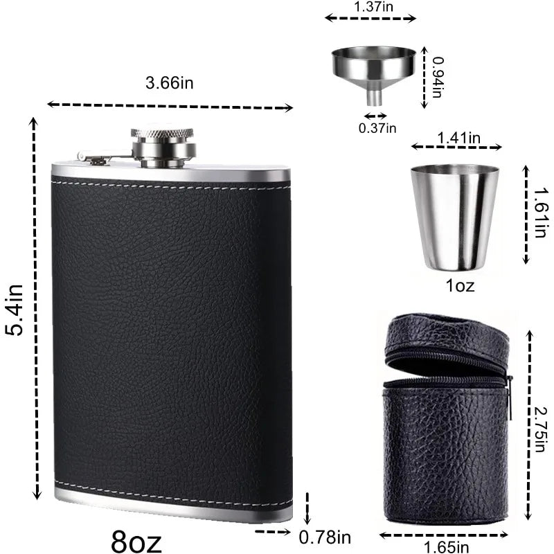 Funki Findz | Hip Flasks | Hip Flask Cups Canister Set 8oz 7 Pcs