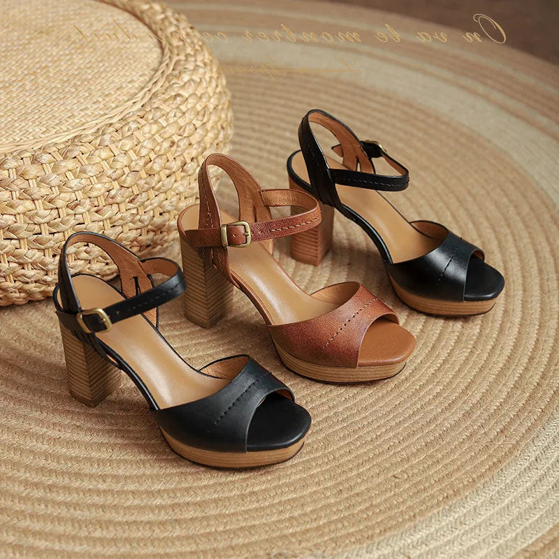Funki Findz | Shoes | Women's Real Leather Chunky Summer Sandals