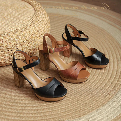 Funki Findz | Shoes | Women's Real Leather Chunky Summer Sandals