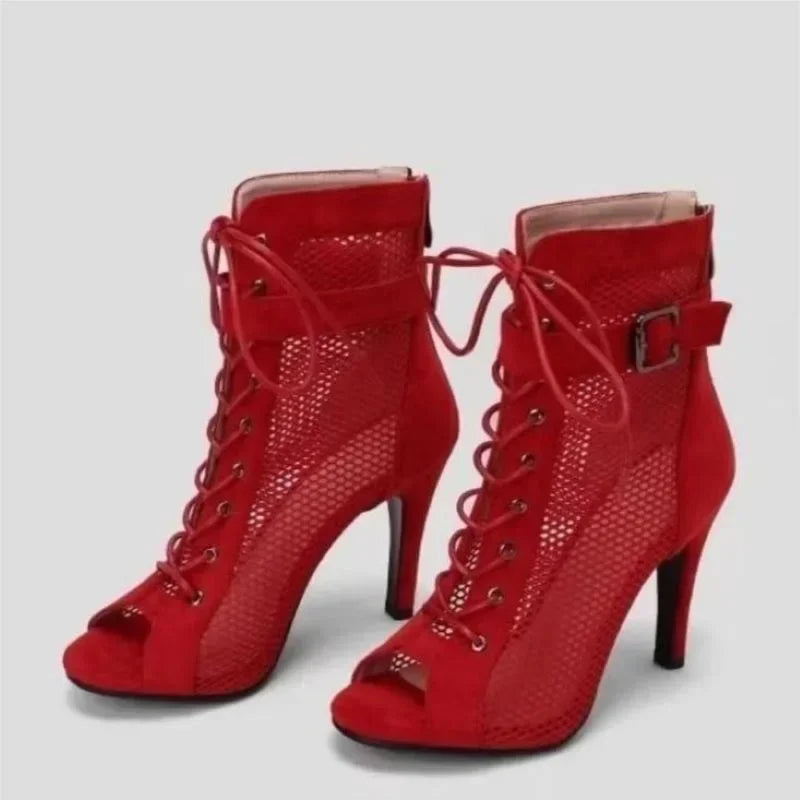 Funki Findz | Boots | Women's Mesh Lace Up Buckle Ankle Boots
