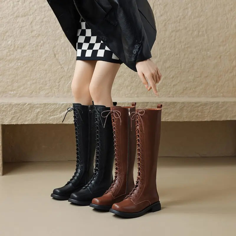Funki Findz | Boots | Women's Real Leather Lace Up Riding Boot