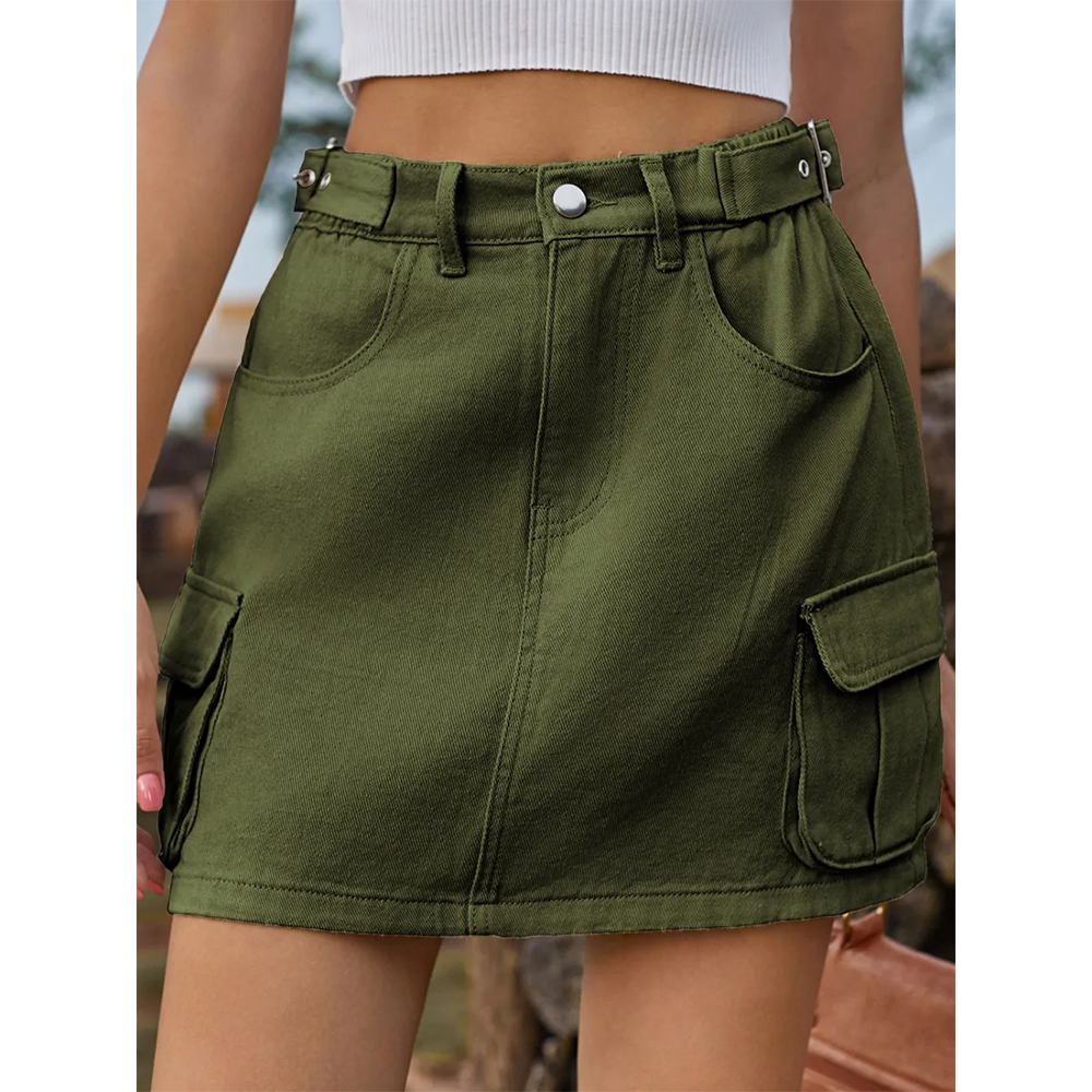 Funki Findz | Skirts | Women's Short Denim Skirt with Pockets