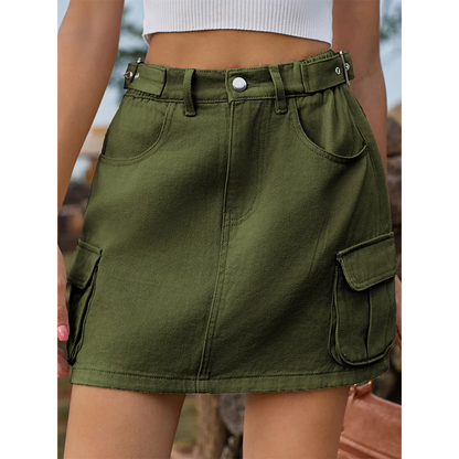 Funki Findz | Skirts | Women's Short Denim Skirt with Pockets