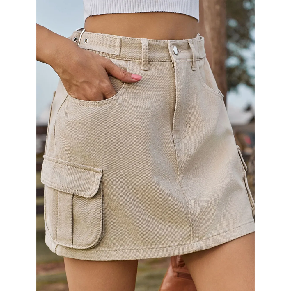 Funki Findz | Skirts | Women's Short Denim Skirt with Pockets