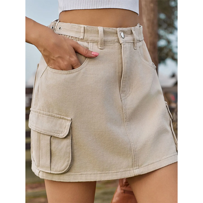 Funki Findz | Skirts | Women's Short Denim Skirt with Pockets