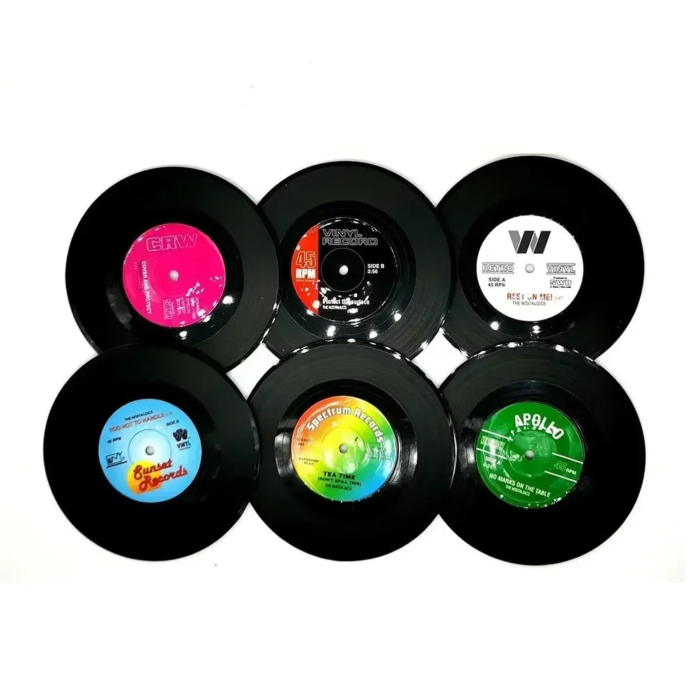 Funki Findz | Coasters | Vinyl Retro Record Coasters 6 Pcs Set