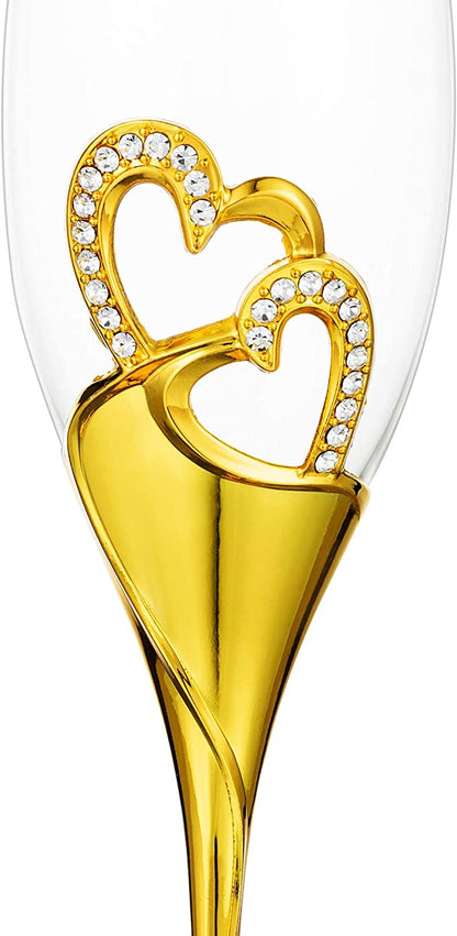 Funki Findz | Glasses | Wedding Champagne Flutes | Gold Heart