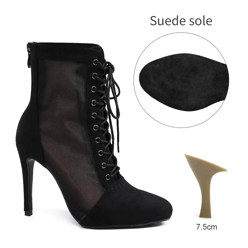 Funki Findz | Boots | Women's Mesh Stiletto Latin Dance Boots