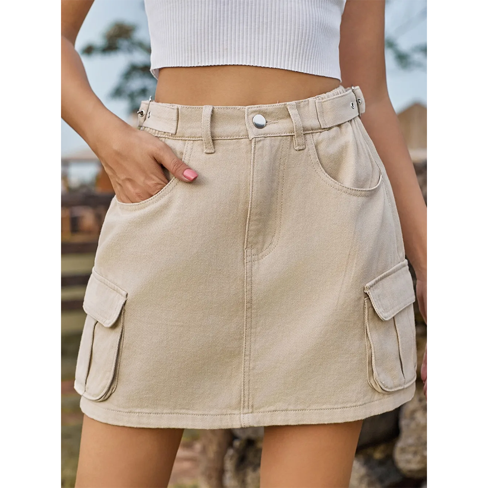 Funki Findz | Skirts | Women's Short Denim Skirt with Pockets