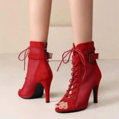 Funki Findz | Boots | Women's Mesh Lace Up Buckle Ankle Boots