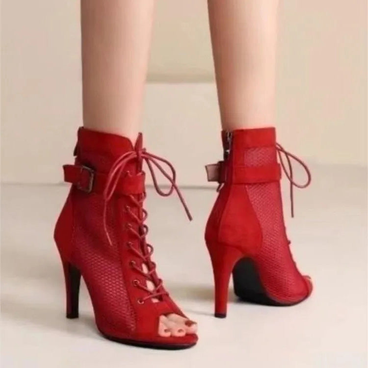 Funki Findz | Boots | Women's Mesh Lace Up Buckle Ankle Boots
