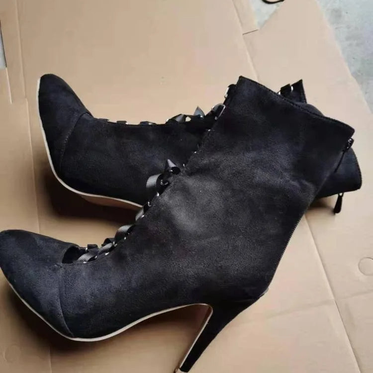 Funki Findz | Boots | Women's Lace Up High Heel Ankle Boots