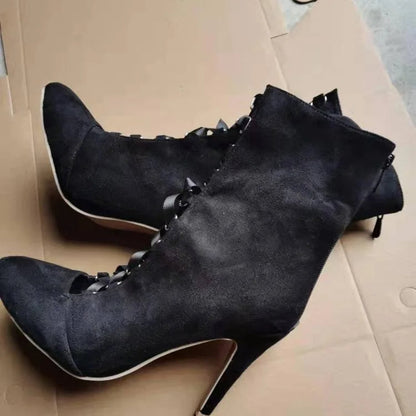 Funki Findz | Boots | Women's Lace Up High Heel Ankle Boots