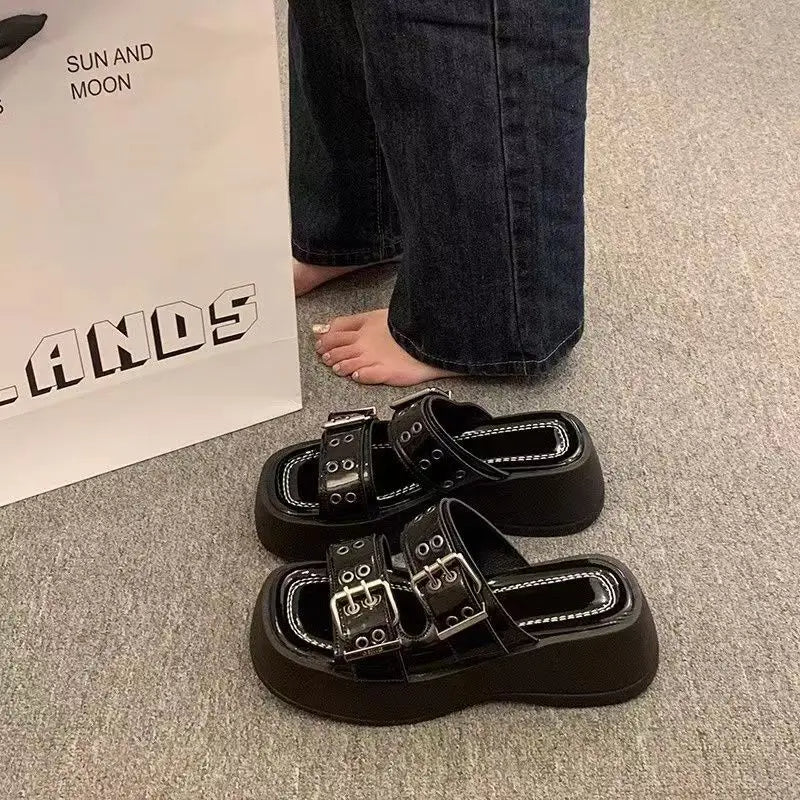 Funki Findz | Shoes | Women's Gothic Punk Low Wedge Slides
