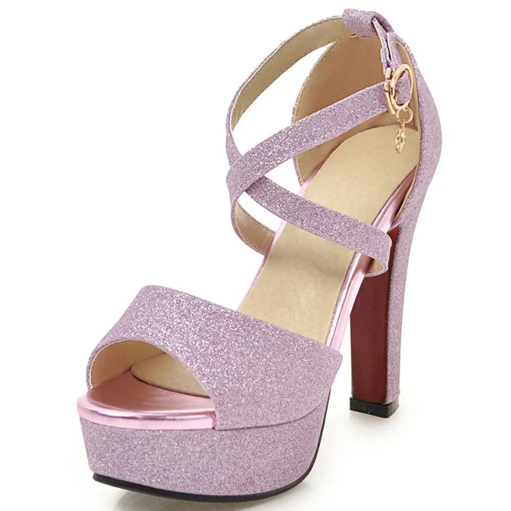 Funki Findz Shoes | Women's Sequin High Platform Sandals