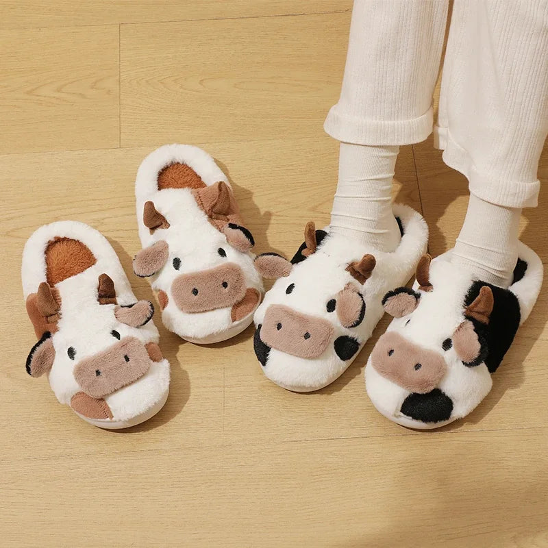 Funki Findz | Shoes | Women's Cute Plush Warm Cow Slippers