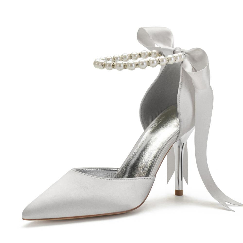 Funki Findz | Shoes | Women's Satin Pearls High Wedding Shoes