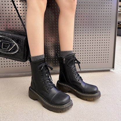 Funki Findz | Boots | Women's Brown Lace Up Calf Combat Boot