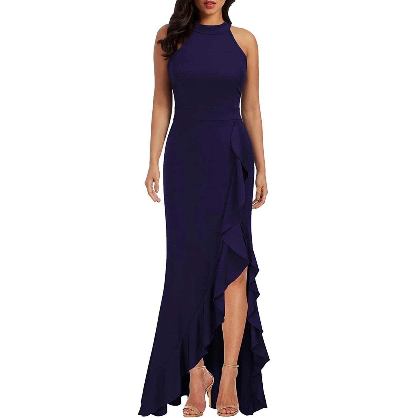 Funki Findz | Dresses | Women's High Split Ruffled Hem Long Dress