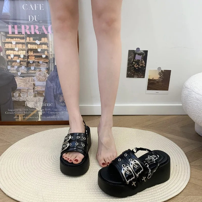 Funki Findz | Shoes | Women's Chunky Gothic Wedge Slides