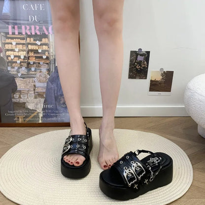Funki Findz | Shoes | Women's Chunky Gothic Wedge Slides